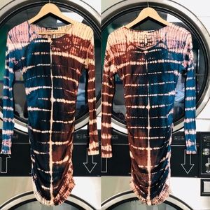 GYPSY 05 Navy Bamboo Ruched Shirred Mini Dress L